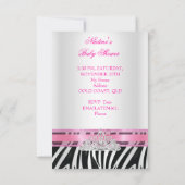 Baby shower Girl Zebra Pink Princess Tiara Kaart (Achterkant)