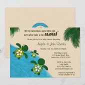 Baby shower GIRL Zee TURTLE nodigt YEL (Honu) 03B2 Kaart (Voorkant / Achterkant)