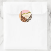 Baby shower Girls Pink Safari — Afdruk van de part Ronde Sticker (Tas)