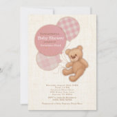 Baby shower Girls Pink Teddy Bear Kaart (Voorkant)