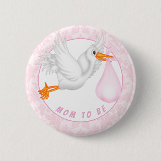 Baby shower Girls Stork Ronde Button 5,7 Cm