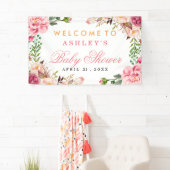 Baby shower Girly Elegant Chic Pink Floral Spandoek (Insitu)