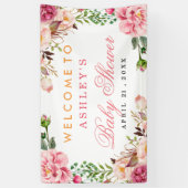 Baby shower Girly Elegant Chic Pink Floral Spandoek (Verticaal)