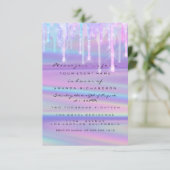 Baby shower Girly Feet Drift Holograaf Paars Pink Kaart (Staand voorkant)