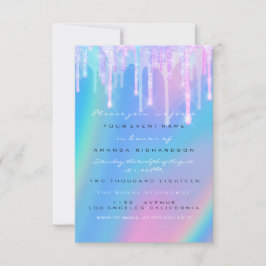 Baby shower Girly Feet Holograaf Unicorn Pink Foot Kaart