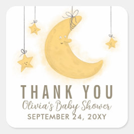 Baby shower glimlachen Moon Stars Dank je Vierkante Sticker