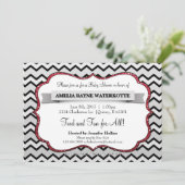 Baby shower Glitter Black Red Chevron Kaart (Staand voorkant)