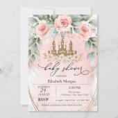 Baby shower Glitter Castle Pink Roses Kaart (Voorkant)