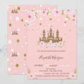 Baby shower Glitter Castle Stars Flowers Kaart (Voorkant / Achterkant)