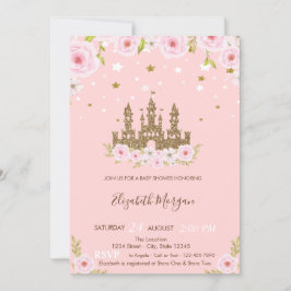 Baby shower Glitter Castle Stars Flowers Kaart