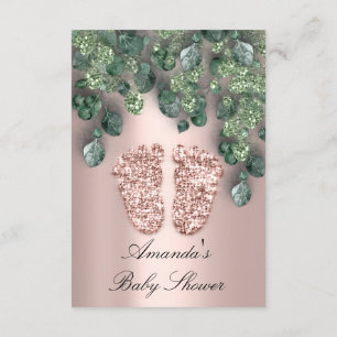 Baby shower Glitter Feet Roos Eucalyptus Greenery Kaart