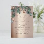 Baby shower Glitter Feet Roos Glitter Eucalyptus Kaart (Staand voorkant)