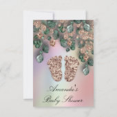 Baby shower Glitter Feet Roos Glitter Green Kaart (Achterkant)
