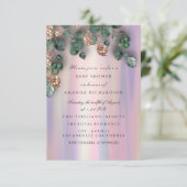 Baby shower Glitter Feet Roos Glitter Paars Roos Kaart (Staand voorkant)