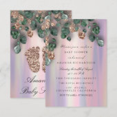 Baby shower Glitter Feet Roos Glitter Paars Roos Kaart (Voorkant / Achterkant)