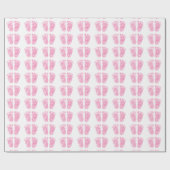 Baby shower Glitter Girl Pink Rose White Feet Cadeaupapier (Vlak)