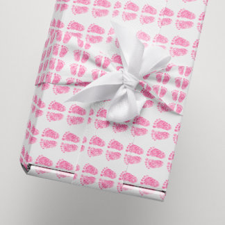 Baby shower Glitter Girl Pink Rose White Feet Cadeaupapier