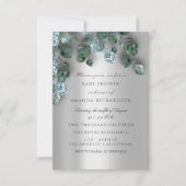 Baby shower Glitter Gray Eucalyptus Green Blue Kaart (Voorkant)