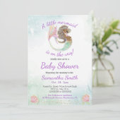 Baby shower Glitter Kleine Zeemeermin Kaart (Staand voorkant)