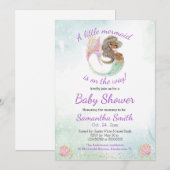 Baby shower Glitter Kleine Zeemeermin Kaart (Voorkant / Achterkant)