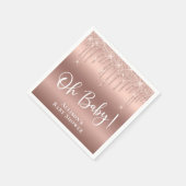 Baby shower Glitter Roos Goud Gepersonaliseerd Servet (Hoek)