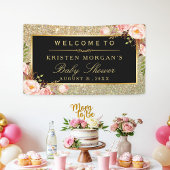 Baby shower Glitter Sparkles Pink Floral Spandoek