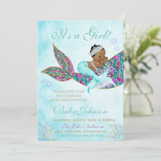 Baby shower Glitter Tail Kaart (Staand voorkant)