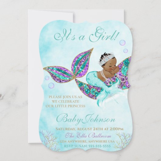 Baby shower Glitter Tail Kaart (Voorkant)