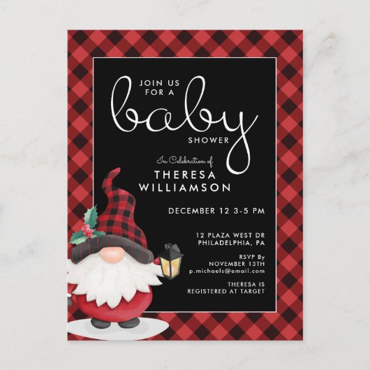 BABY SHOWER | Gnome Holiday Uitnodiging (Voorkant)