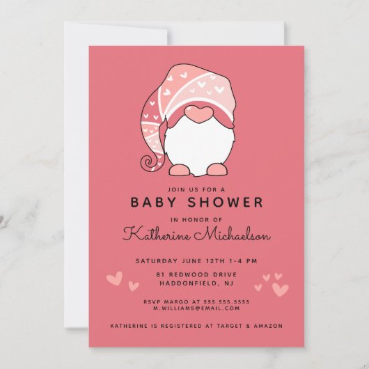 BABY SHOWER | Gnoom & hartenuitnodiging Kaart (Voorkant)