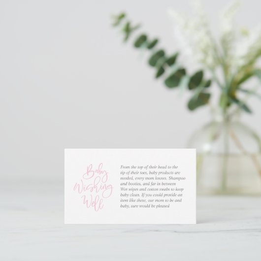 baby shower, goed, creatief roze script informatiekaartje (Staand voorkant)