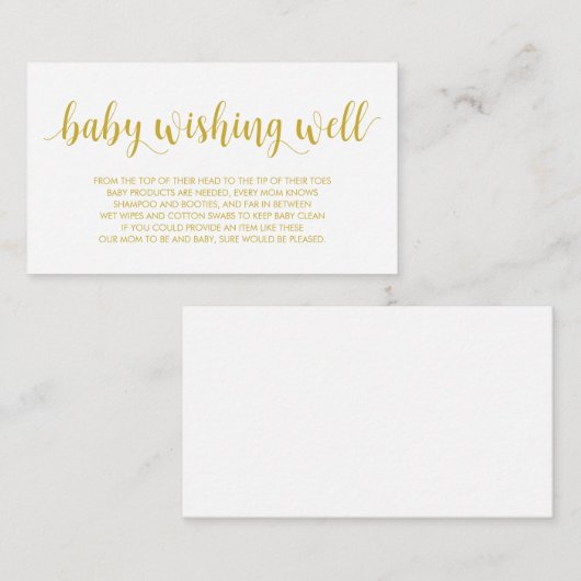 baby shower, goed gespen, modern, superfijn goud informatiekaartje (Voorkant / Achterkant)