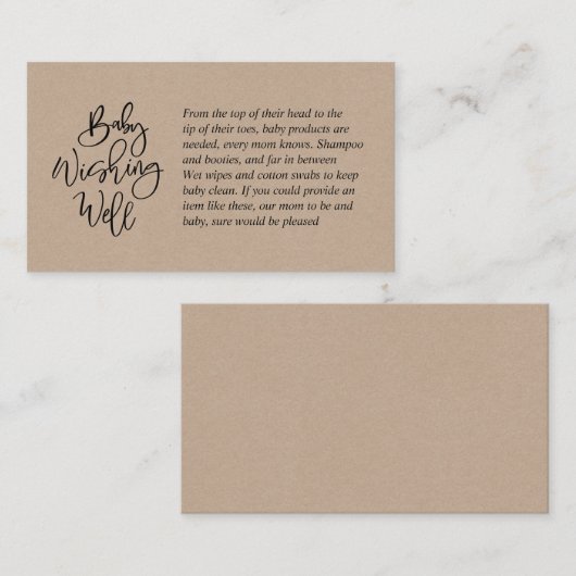 baby shower, goed gespen, robuust kraftscript informatiekaartje (Voorkant / Achterkant)