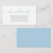 baby shower, goed wensen, creatief blauw script informatiekaartje (Voorkant / Achterkant)