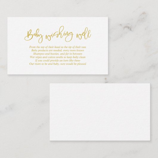 baby shower, goed wensen, creatief Gold Script Informatiekaartje (Voorkant / Achterkant)