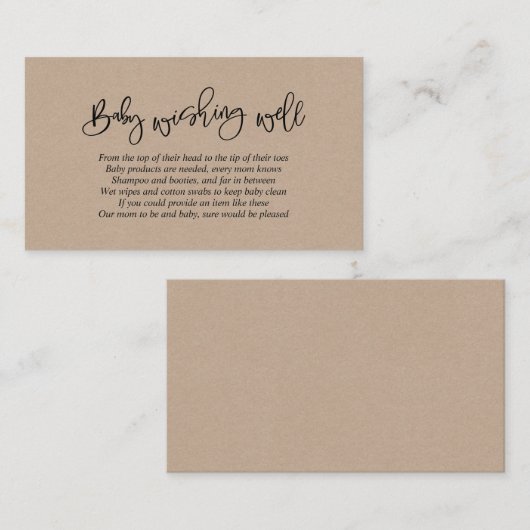 baby shower, goed wensen, creatief Kraft-script Informatiekaartje (Voorkant / Achterkant)