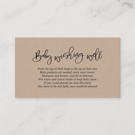baby shower, goed wensen, creatief Kraft-script Informatiekaartje (Voorkant)