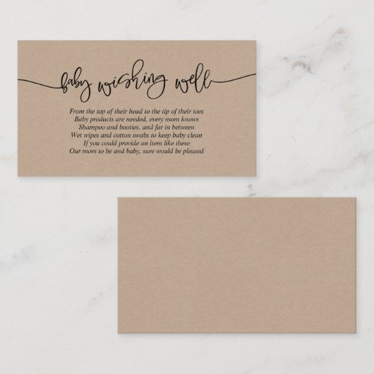 baby shower, goed wensen, creatief Kraft-script Informatiekaartje (Voorkant / Achterkant)