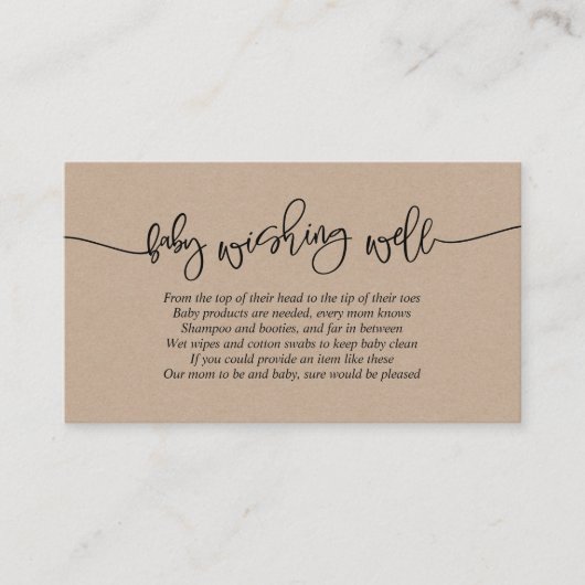 baby shower, goed wensen, creatief Kraft-script Informatiekaartje (Voorkant)