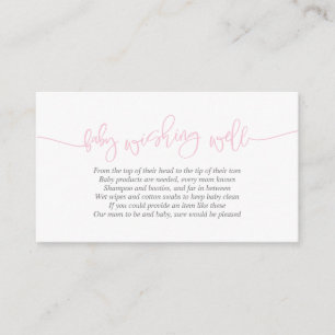 baby shower, goed wensen, creatief roze script informatiekaartje