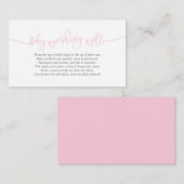 baby shower, goed wensen, creatief roze script informatiekaartje (Voorkant / Achterkant)