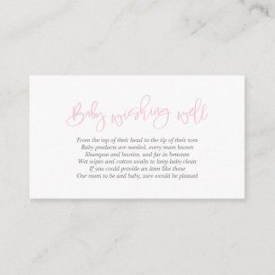 baby shower, goed wensen, creatief roze script informatiekaartje