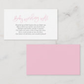 baby shower, goed wensen, creatief roze script informatiekaartje (Voorkant / Achterkant)