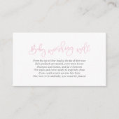baby shower, goed wensen, creatief roze script informatiekaartje (Voorkant)