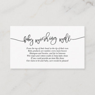 baby shower, goed wensen, creatief zwart script informatiekaartje