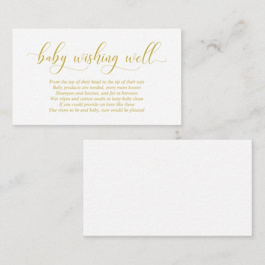baby shower, goed wensen, modern Gold Script Informatiekaartje (Voorkant / Achterkant)