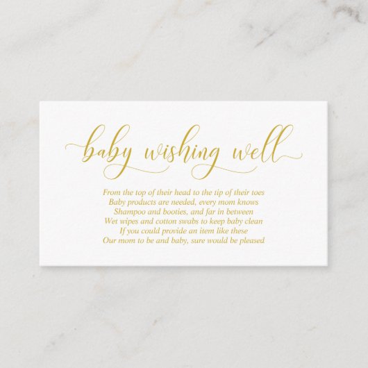 baby shower, goed wensen, modern Gold Script Informatiekaartje (Voorkant)