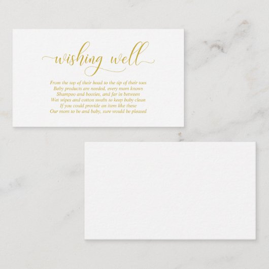 baby shower, goed wensen, modern Gold Script Informatiekaartje (Voorkant / Achterkant)