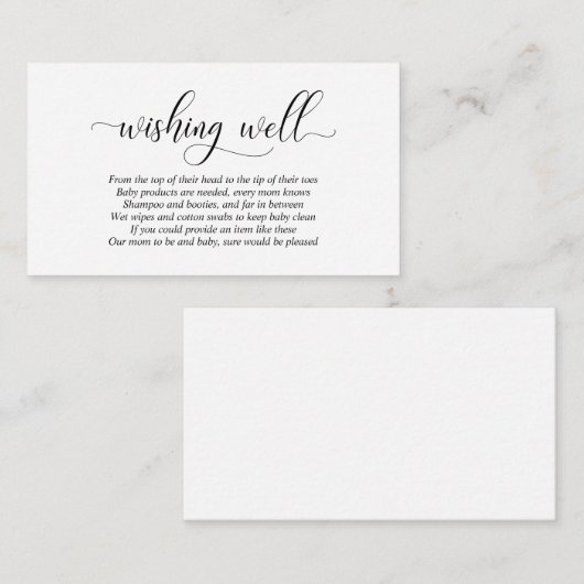 baby shower, goed wensen, modern zwart script informatiekaartje (Voorkant / Achterkant)