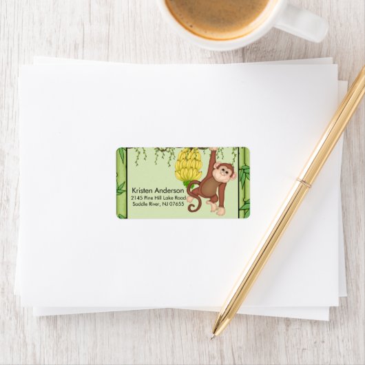 Baby shower Going Bananas Monkey adres Label (Insitu)